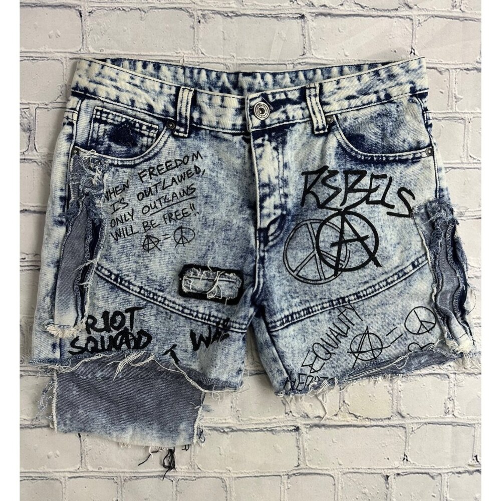Custom Distressed Denim Knee Shorts